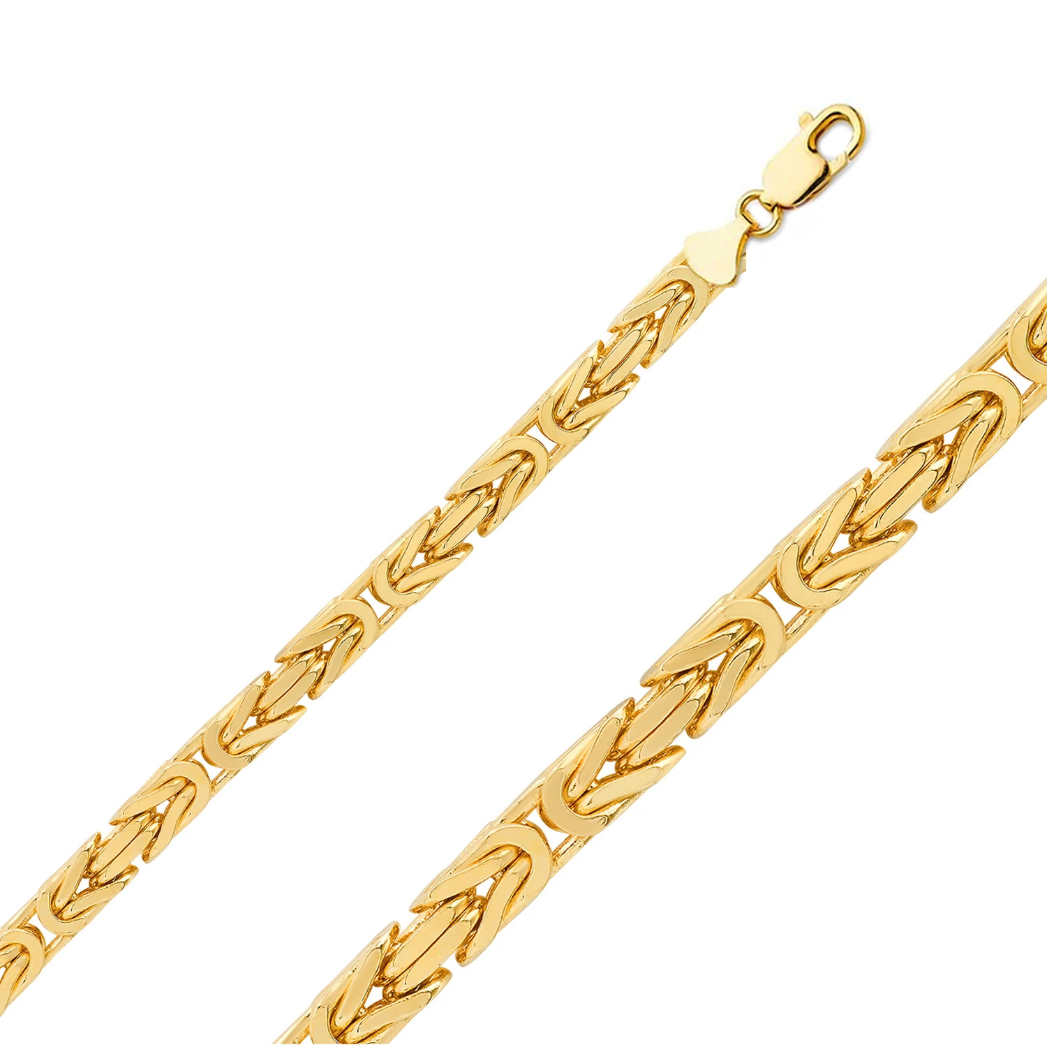 10k Gold 7.0mm Byzantine Chain Necklace 18 Inches